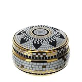 Conteneur en céramique : récipient rond avec couvercle fabriqué en céramique avec décorations en mosaïque et détails en or, livré dans une boîte cadeau. Disponible en 3 tailles différentes.