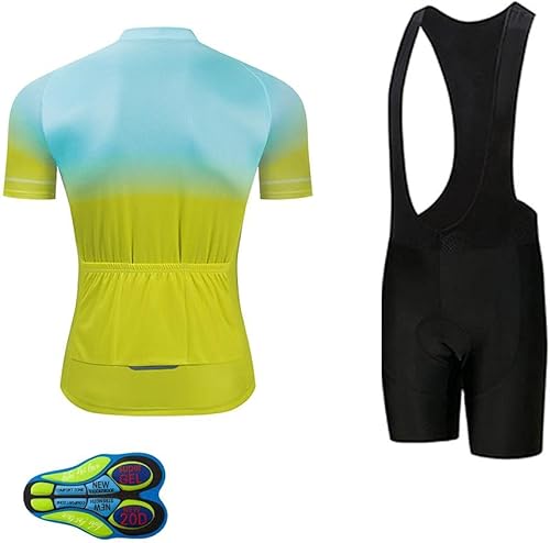 Miniatura 2 de Kit de camiseta de ciclismo para hombre, conjunto de pantalones cortos de bicicleta MTB, ropa de bicicleta de secado rápido + baberos cortos con