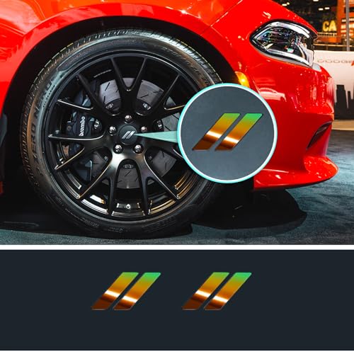 Image of IPG Compatible for Dodge Charger Challenger Durango Wheel Center Cap Decal Sticker Wrap Kit Personalize Your Vehicle (Inner Logo, Mirror Green Gold)