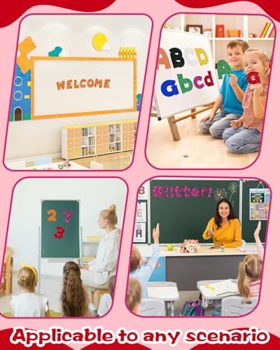 Image of 243 Pcs Glitter Bulletin Board Letters, Numbers and Punctuation 4 Inch | Cut Out Letters for Bulletin Board Decorations, Poster Board Letters Alphabet Cutouts for Classroom Wall Decor (Red)
