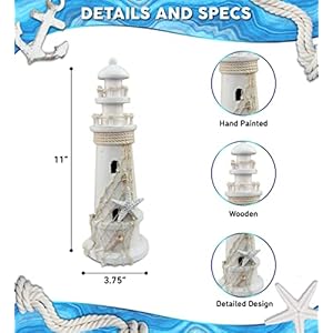 Puzzled White Wooden Lighthouse Nautical Decor Puzzled White Wooden Lighthouse Nautical Decor