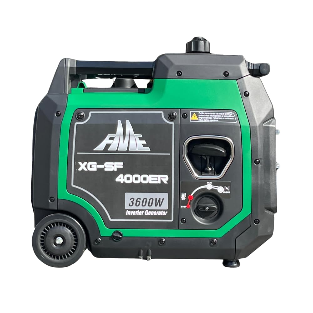 FME Inverter Stromerzeuger 3800 Watt XG-SF 4000ER Benzin Stromgenerator leise 230V 4-Takt Leicht als Notstromaggregat Backup Stromausfälle für Camping Wohnwagen Garage Baustelle