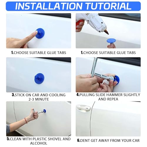 Image of 18 Pcs Car Dent Puller Kit, Small Dent Remover Tool for Car, Damage-Free Paintless Body Dent Repair Removal Tools with T Slide Puller and 18 Suction Cups of Different SPEC for Car