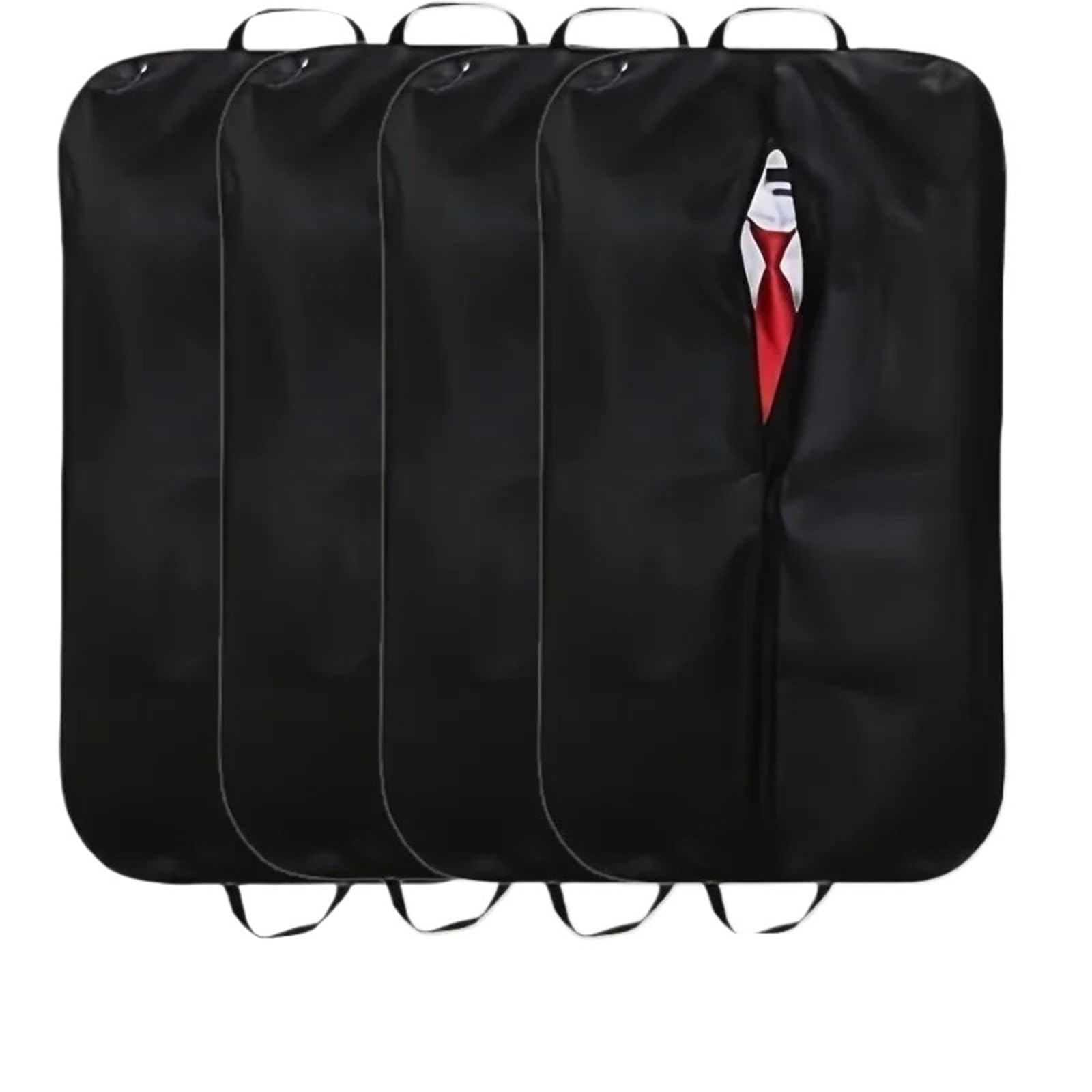 Portatrajes Bolsas de almacenamiento for trajes (1/4 unidades), no tejidas, con asa for organizar el armario, a prueba de polvo, for vestidos de novia.(Black 4pcs)