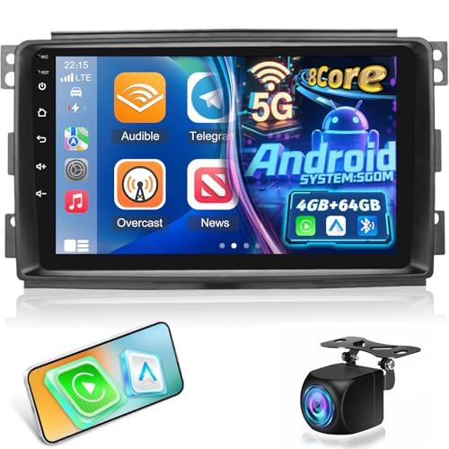 Qualcomm 8 Core 4+64G Radio de Coche para Mercedes Benz Smart Fortwo 451 2005-2010 - 9 Pulgadas Radio Soporte Carplay&Android Auto WiFi&GPS 3D Car Mondel Pantalla Ventilador + Cámara de Seguridad