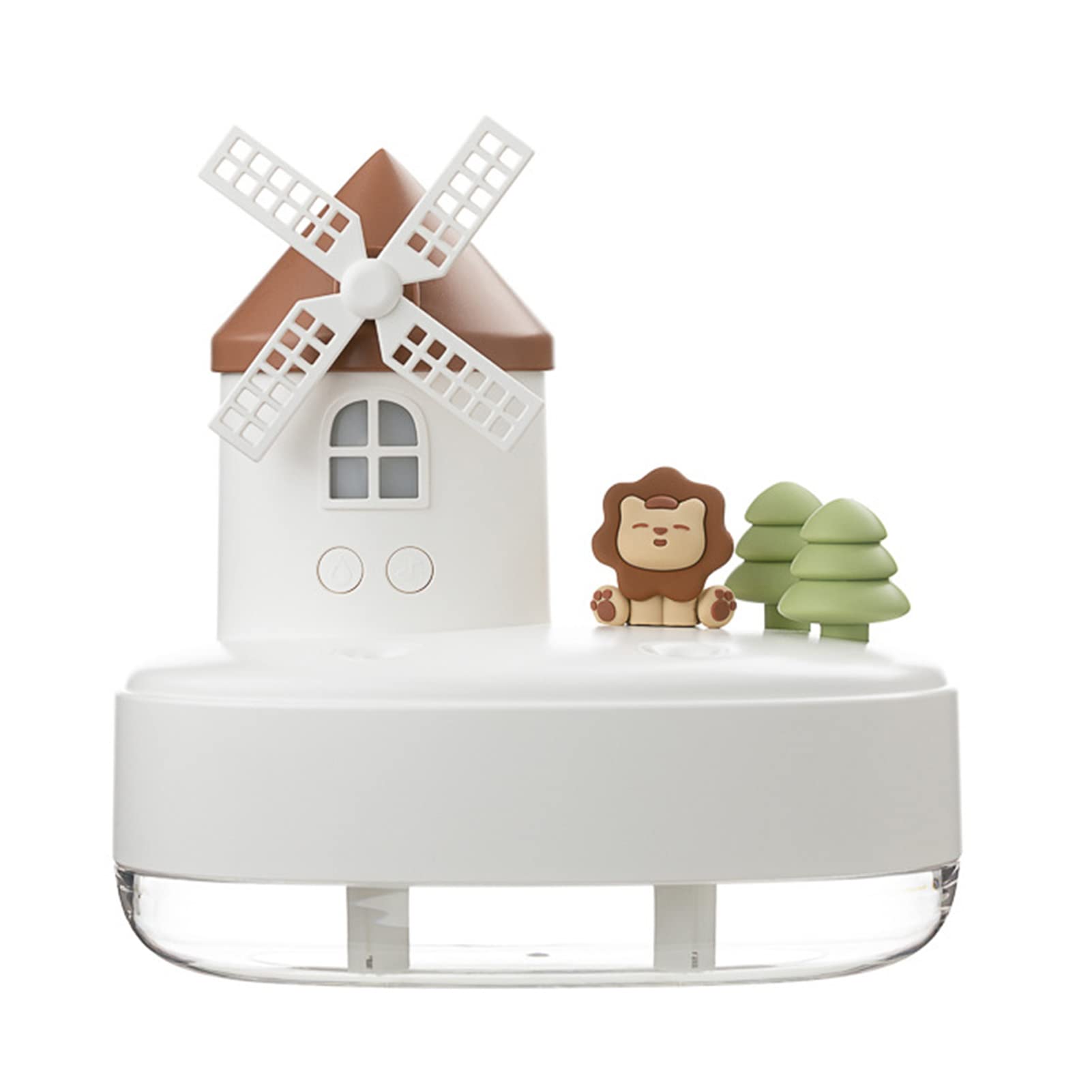 Wakects Umidificatore Carillon, Umidificatore Carino in Plastica con Doppio Spray, Luce Notturna Calda, da Tavolo Wireless 2000mAh, 19 Cm per Viaggi in Camera da Letto, Ufficio, Dormitorio (WHITE)