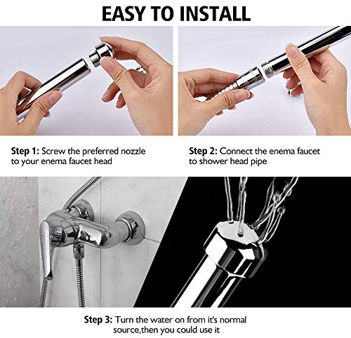 Handheld Shower With Faucet Douche Attachments, Shower 3 Heads In Aluminium - With Faucet Splitter, 59 Inch Hose And Hook Up Toilet Or Wall Mount #TOP5