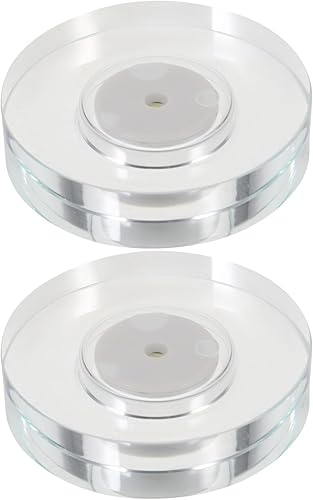 Miniatura 3 de HOMSFOU 2 unids soporte de lámpara giratorio LED soporte de luz acrílica LED base de vidrio base de luz LED recargable base de pantalla de cristal