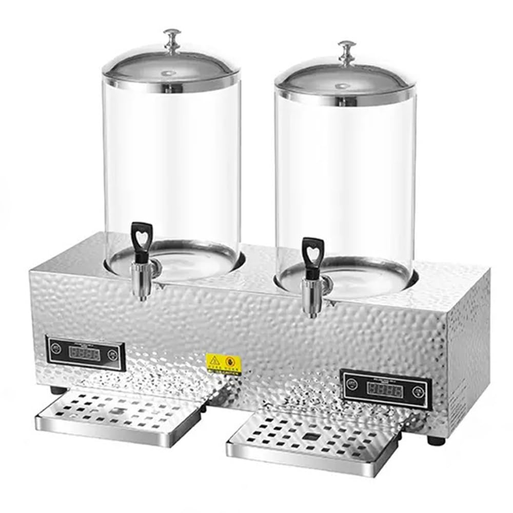 ERoomQ Electrically Heated Glass Jar,Buffet Hot Drink Machine,Hotel Milk Cauldron,High Temperature Resistance,Corrosion Resistance 10L*2 (Silver)