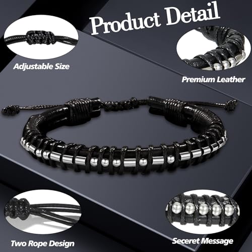 Pulsera de cuero trenzado I am the Storm para hombres miniatura 5