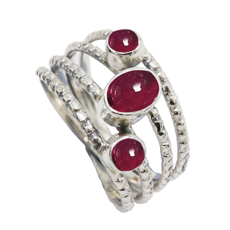 Bague argent 925 et grenat, bijou bohème chic pour toutes les occasions