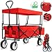 Produktbild Unbekannt Bollerwagen von Kesser; Faltbar Dach Handwagen Klappbar Transportkarre Gerätewagen- Faltbar; max.100 kg ;360° Räder Vollgummi ;Halteclip- (Rot); Der Wagen Wird Nicht von Kesser verkauft