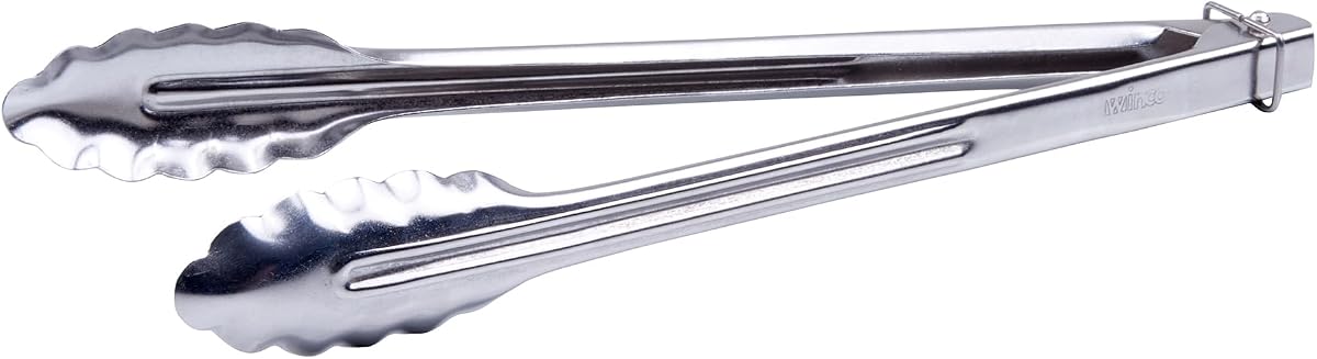 Winco Pince utilitaire robuste en acier inoxydable, 30,5 cm | Robuste, clip de verrouillage, bords festonnés, idéal pour les salades, les buffets et la restauration