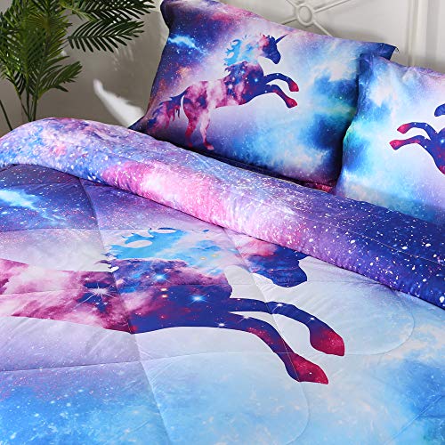 Enjohos Comforter Full Size Comforter Sets Bedding Sets Unicorn Bedding Comforter Bed Sets For Girls Boys Teens Kids, Blue And Purple Bedding #TOP2