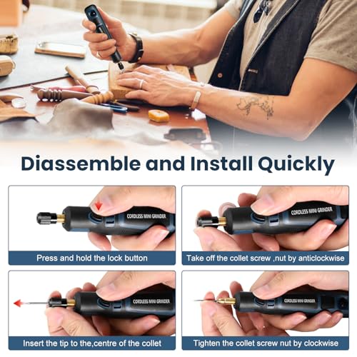 Outil multifonction sans fil portable compact avec 50 accessoires rotatifs - 6