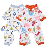 HongYH 2-Pack Chien Vêtements Chien Chat Combinaison Coton Doux Pyjama Chien Chiot Barboteuse pour Animal Domestique Ange Cosy Bodies pour Petits Chiens et Chats