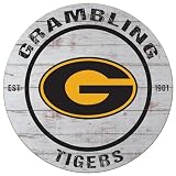 KH Sports Fan Grambling Tigers Weathered Circle Sign, 20x20 Inches, Tigers Decor for Dorm Room, Fan Cave, Living Room; Display Your Team Spirit with This Grambling State Tigers Wall Art