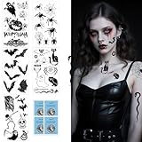 10 Stück halloween tattoo gesicht，spinnen fledermaus tatoo，halloween sticker gesicht...