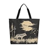 Muishi Canvas Tote Bag Large Women Casual Shoulder Bag Handbag Reusable Beach Shopping Grocery Bag For Outdoors