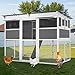 AECOJOY 83'' Extra Large Chicken Coop with Run, Wood Chicken House with 6 Nesting Boxes & Roost Bar for 6-10 Chickens, Outdoor Hen Fence Poultry Pet Cage for Backyard