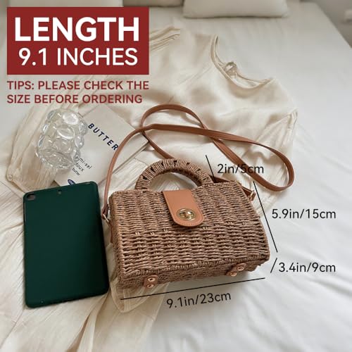 Holiday Straw Handbag Women Top Handle Purse Satchel Rattan Woven Crossbody Shoulder Bag for Summer2