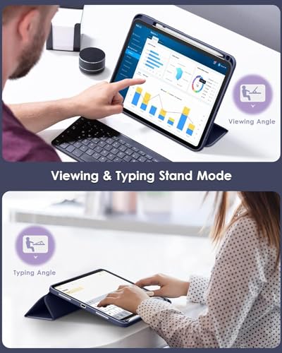 Image of Printme for iPad (A16) 11th Generation Case 11 Inch 2025, for iPad 10th Generation Case 10.9 Inch 2022 with Pencil Holder, Slim Trifold Stand Protective Cover with Soft TPU Back (Navy Blue)