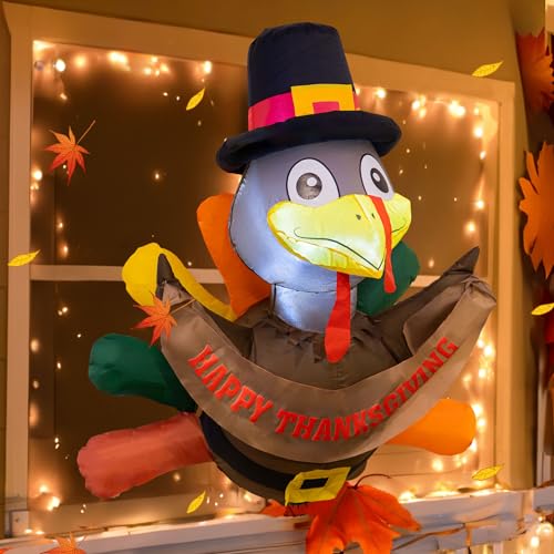 DAZZLE BRIGHT Thanksgiving LED Lighted Inflatable Turkey Outdoor Decoration