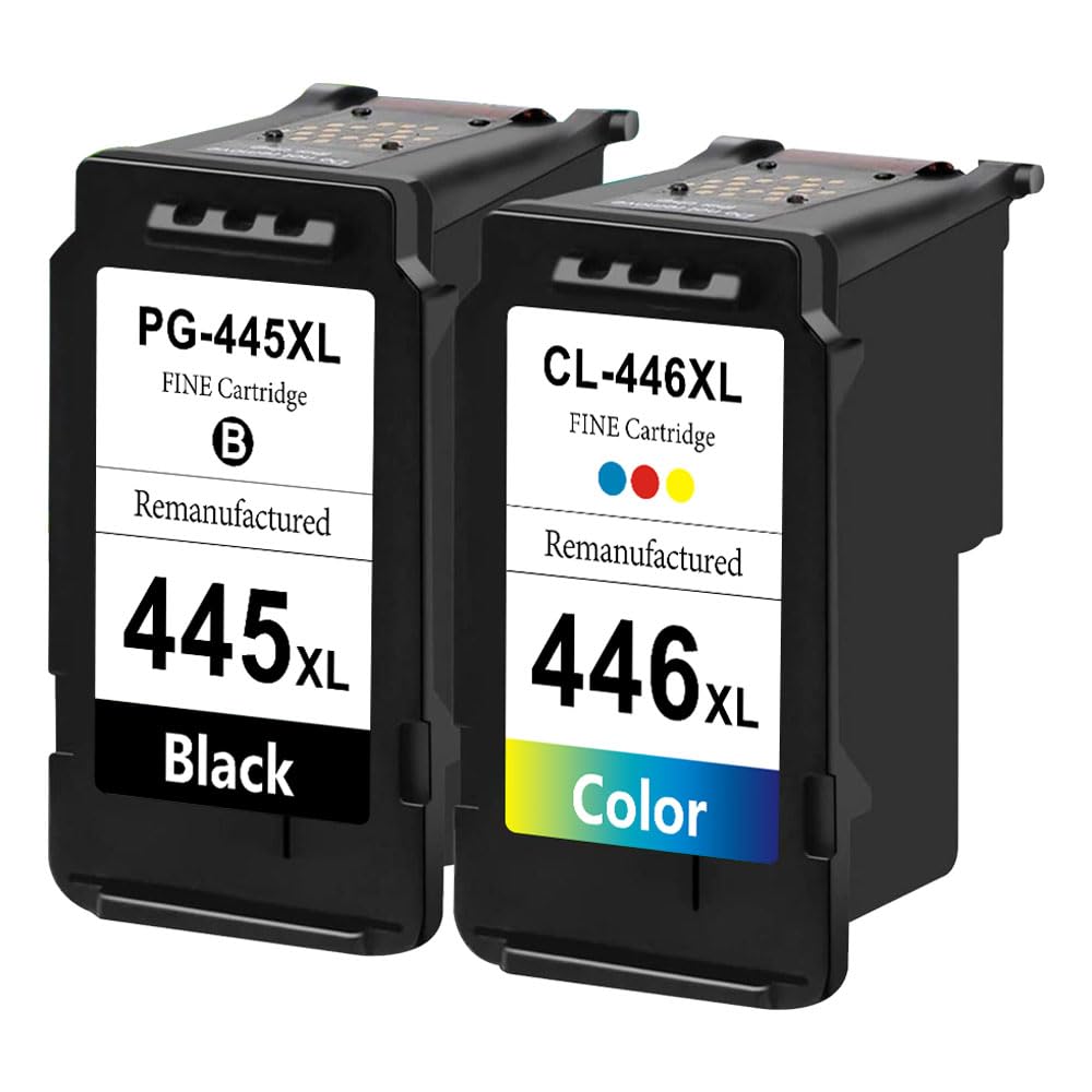 445XL 446XL Remanufactured Ink Cartridge for Canon Pixma 445XL 446XL Fine Ink Cartridges MX494 MG2440 MG2540 MG2940 MG2942 MG2944 IP2840 Printer 1 Black 1 Tri-Colour