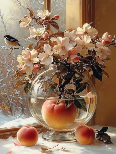 Peinture Diamant Adulte Anti-Stress Oiseau Fleur Grand Format 50x70