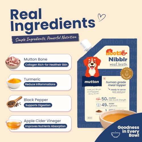 Image of Nootie Bone Broth for Dogs & Cats | Slow-Simmered 12+ Hours | Collagen + Glucosamine | Gut Health & Joint Support | Hydrating Meal Topper | Preservative-Free | Pack of 3 (Mutton)