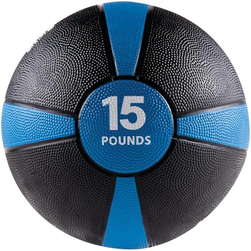 GoFit Medicine Ball, 15lbs, Black and Blue (GOFGFMB15)