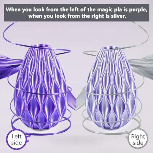 Image of iSANMATE PLA Filament 1.75mm Dual Color Filament, Shiny Silk PLA 3D Printer Filament, Coextruded Filament 3D Printing Filament Magic PLA, 1 kg /Spool (Purple and Silver)