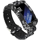 EL-move Samsung Gear Fit 2 SM-R360 Band, Silicone Replacement Frame Rugged Protective Case Wristband Sport Bands for amsung Gear Fit2 & Fit2 Pro Tracker Smart Watch Accessories Strap (SilverFlower)