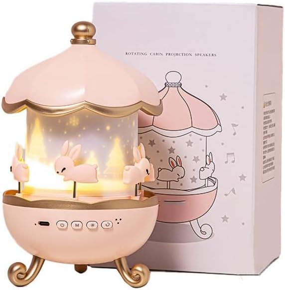 Star Projector Night Light with Music Box Shape 12 Dynamic Visual Themes Rechargeable Battery for Bedroom Decor