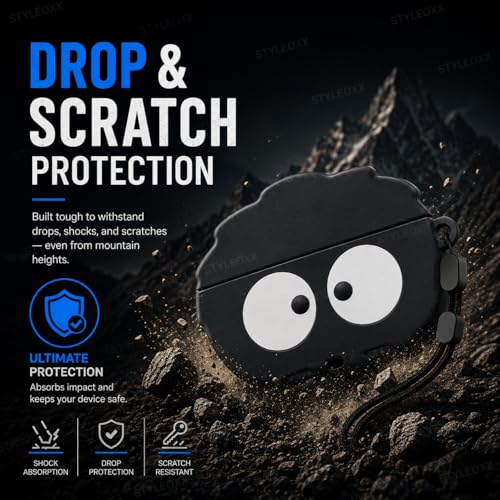 Image of Anvique Silicone Case Cover for Oneplus Nord Buds 4 Pro, Scratch Resistance, Shock Absorption, with Premium Carabiner (Briquette Cartoon Lanyard)