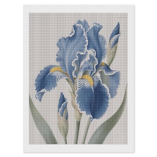 Kit peinture diamant fleur bleue 30x40cm pour débutant sans stress