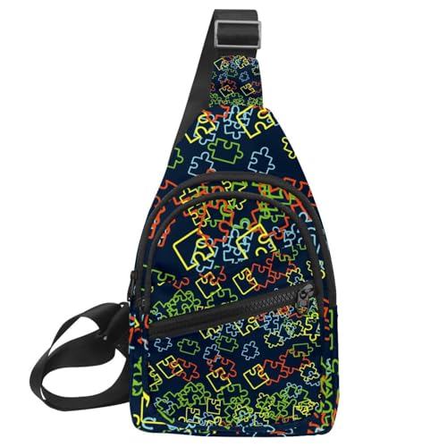 Mochila bandolera para hombre con póster de autismo, ideal para tus viajes y paseos diarios