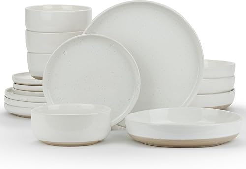 Famiware Milkyway - Juego de platos y cuencos para 4, juegos de vajilla de 16 piezas, color blanco