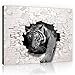 Produktbild FORWALL Bilder Canvas 3D Tiger kommt aus der Wand O1 (100cm. x 75cm.) Leinwandbilder Wandbild AMFPP10400O1