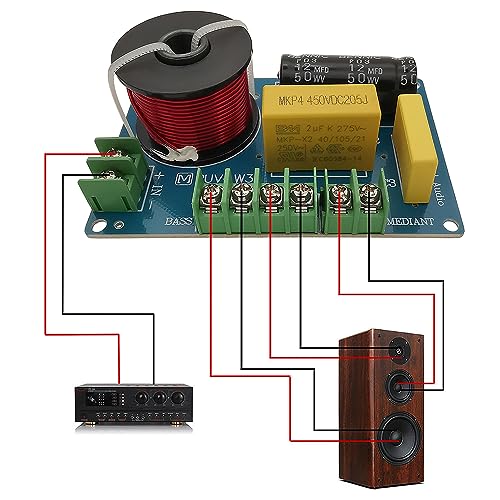 Image of HiQltyla 3 Way Speaker Crossover, PUV-W3 200W Passive Crossover for HiFi Home Audio 4 to 8 Ohm Bass Mediant Tweeter Bookshelf Speakers | Model PUV-W3, 4-8 Ohm Frequency Divider for Bass Midrange Tweeter Bookshelf Speakers