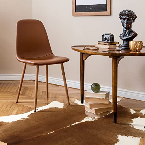 Keeko Brown Cowhide Rug, 2.3X3.6Ft No Rolling Up Faux Cowhide Rug, Premium Suede Cow Print Rug With Non-Slip Backing For Western Home Decor #TOP1