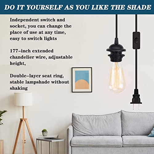 Feyaim Plug In Pendant Light Socket, Hanging Light Kit With 450Cm Cord And Switch, Vintage Diy Light Fixture Kit, E26/E27 Lamp Bulb Holder For Garage Bedroom Corner (2 Pack) #TOP7