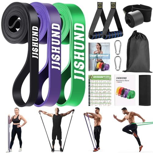 Fitnessbänder Set, Latex Widerstandsbänder in 3 Stärken mit Griffen...