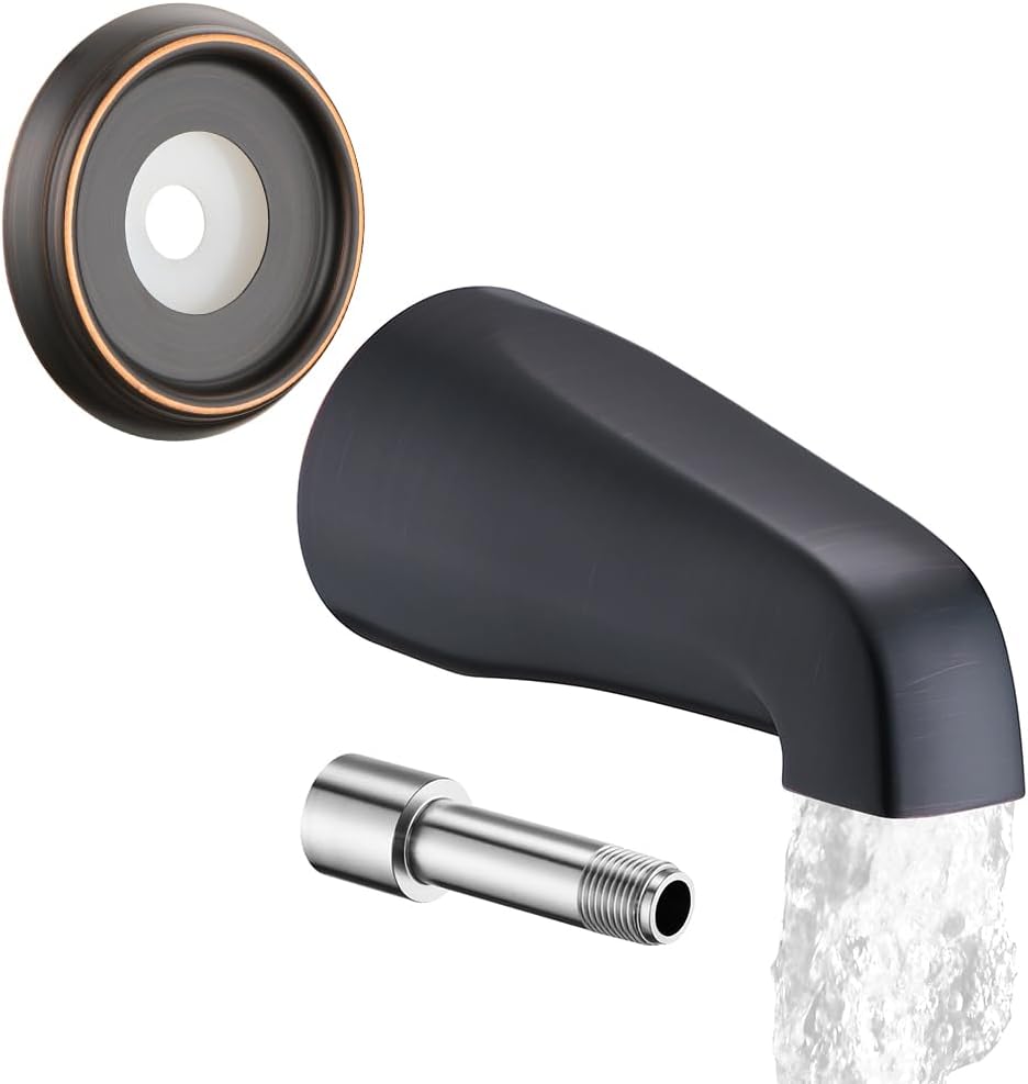 All Metal Bathtub Spout Without Diverter and Tub Spout Cover Ring Oil Rubbed Bronze