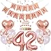 Conruich Deko 42. Geburtstag Frau, Rosegold Tortendeko Geburtstag 42 Jahre Mann, Geburtstagsdeko 42 Jahre, Rosegold Ballon 42 Geburtstags Mädchen, Happy Birthday Banner Deko 42 Geburtstags Frauen