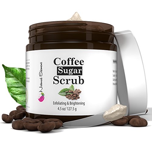 Coffee Sugar Face Scrub and Cleanser, All Natural, Exfoliates Skin, Removes Blackheads and Dead Skin, Brightens Dull Skin, with Cane Sugar, Sweet Almond Oil and Coffee, for Women and Men, 4.5 ounces