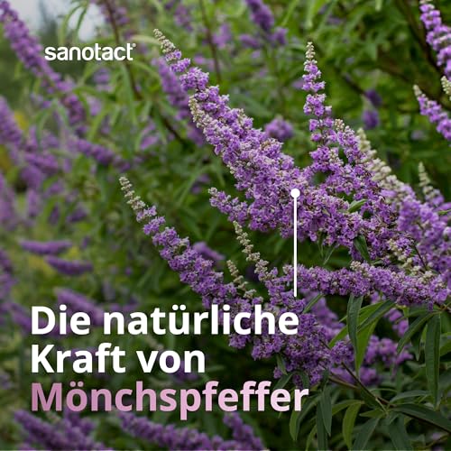 sanotact Mönchspfeffer Tabletten hochdosiert – 15 mg Vitex Agnus Castus – mit Vitamin B6, Magnesium & Pantothensäure – zur Regulierung der Hormonaktivitäten – vegan – 60 Tabletten – Made in Germany
