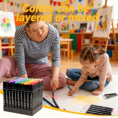 KAEFUYS 80 Farben Alkoholmarker Set – Twin Tip Marker Stifte, schnell trocknende Premium-Tinte, hohe Farbbrillanz, für Skizzieren, Manga, Illustration, Bullet Journal & mehr, inkl. Tragetasche