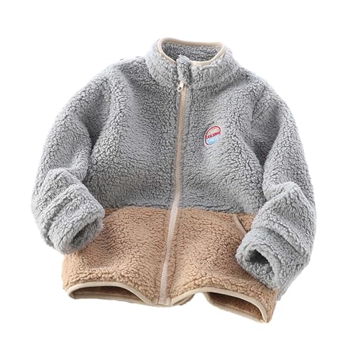 Kids Girls' Polar Sherpa Fleece Full-Zip Jacket Boys Fall Lightweight Jacket Winter Warm Coat Color Block Sweatshirt