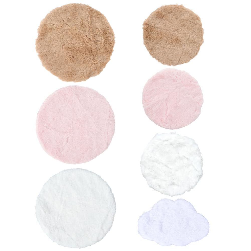 GORGECRAFT 7 Styles Miniature Carpet Dollhouse Rug Mini Doll House Decor Miniature Dollhouse Area Rug Polyester Fluffy 1/12 Scale Dollhouse Round&Cloud Rugs Velet Carpet for Furniture Decoration
